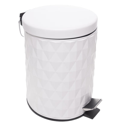 Lixeira Redonda com Pedal Diamond 5L Off White Metal - Lyor