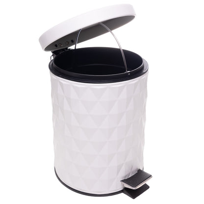 Lixeira Redonda com Pedal Diamond 5L Off White Metal - Lyor