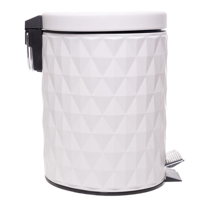 Lixeira Redonda com Pedal Diamond 5L Off White Metal - Lyor