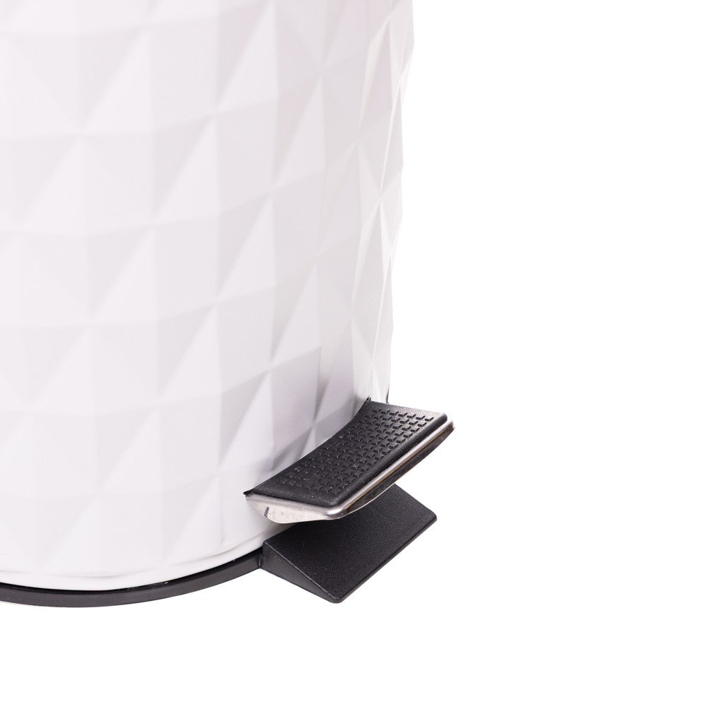 Lixeira Redonda com Pedal Diamond 5L Off White Metal - Lyor