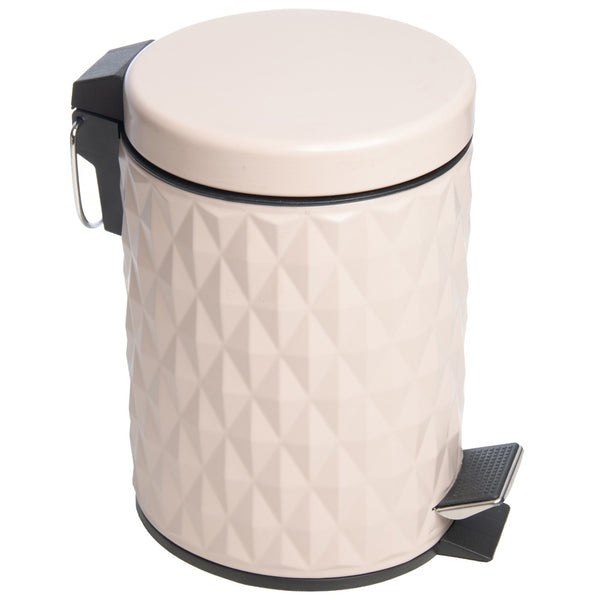 Lixeira Redonda com Pedal Diamond 5L Bege Metal - Lyor
