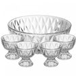 Conjunto 5 Peças Bowl e 4 Taças de Sobremesa Diamond 1,1L/120ml Cristal - Lyor