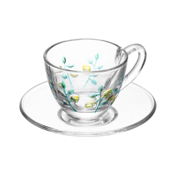 Xícara de Café com Pires Siciliano Hand Painting 80ml Cristal Ecológico - Lyor