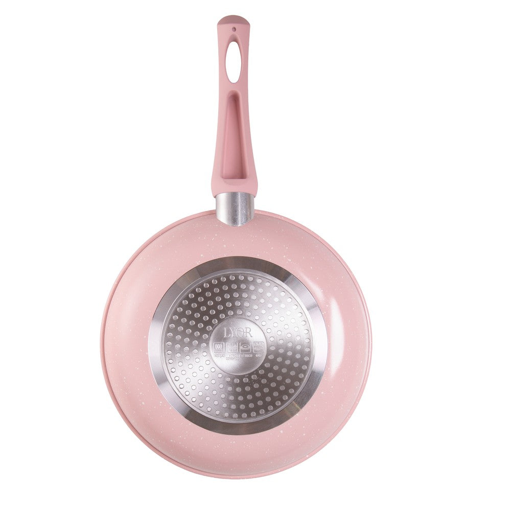 Frigideira de Indução em Alumínio Antiaderente Candy Granito Chef Rosa 24cm 223288 - Lyor