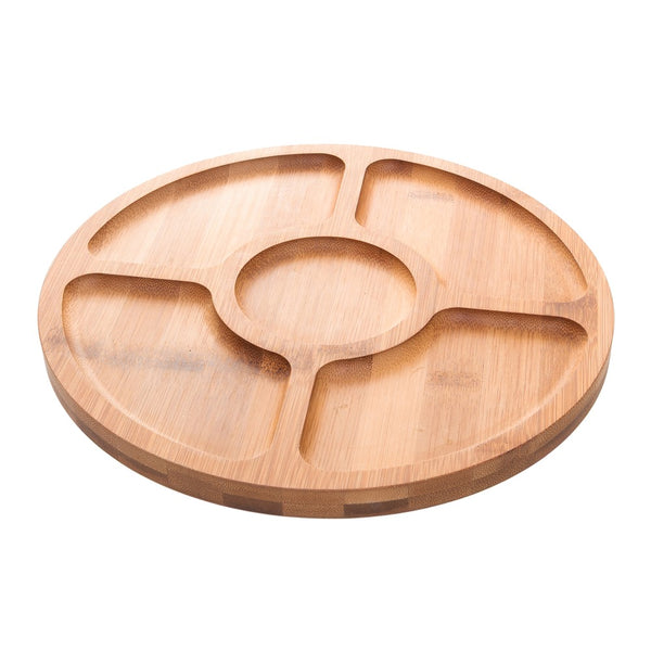 Petisqueira com 5 Divisórias Round Carbon 25cm x 25cm x 1,6cm Bambu - Lyor