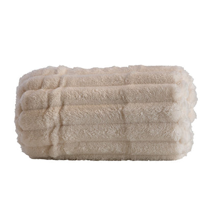 Manta Decorativa Cozy Flannel 127cm x 152cm Off White Poliéster - Lyor