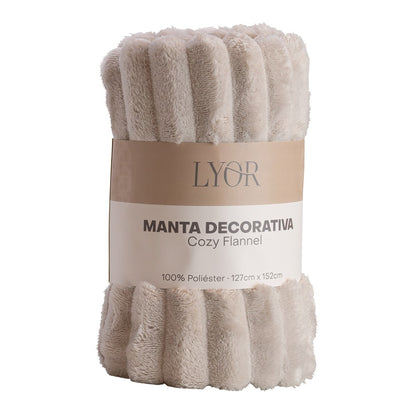Manta Decorativa Cozy Flannel 127cm x 152cm Cinza Poliéster - Lyor