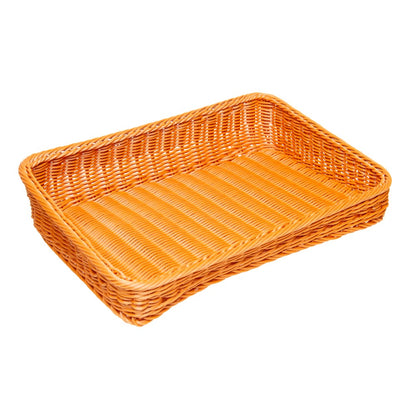Cesta Retangular 40cm x 28cm x 10cm Marrom Polyrattan - Rojemac Profissional