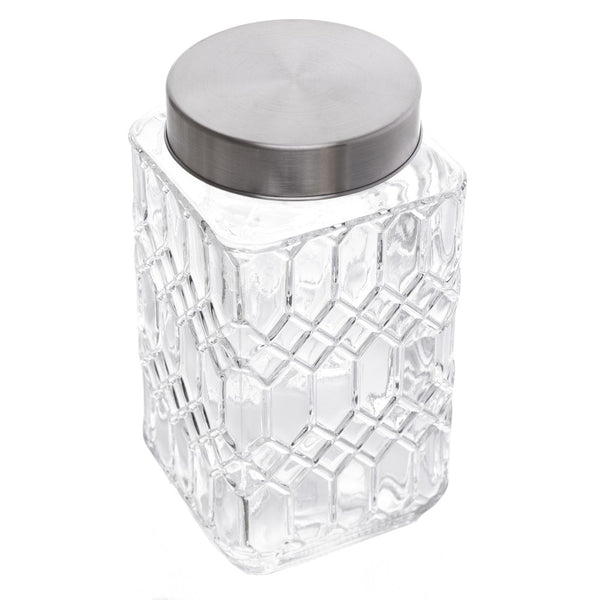Pote com Tampa de Metal Hexa 1L Vidro - Lyor