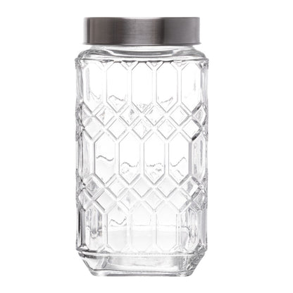 Pote com Tampa de Metal Hexa 1L Vidro - Lyor