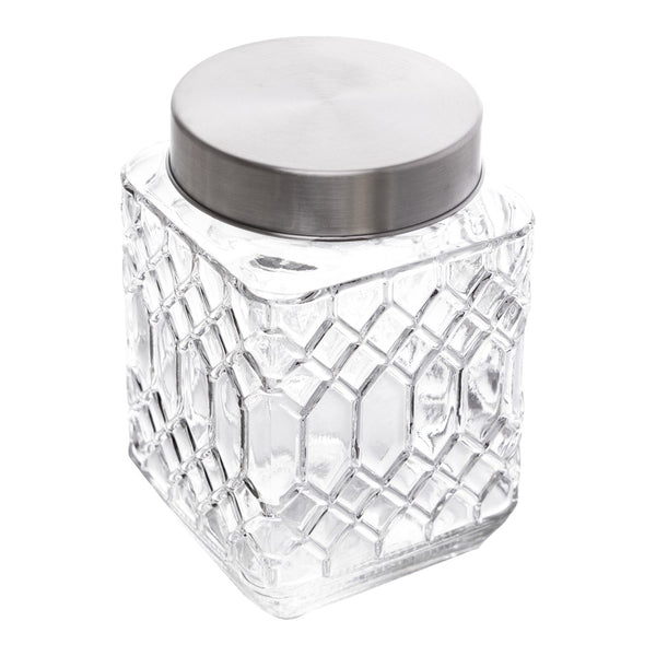 Pote com Tampa de Metal Hexa 750ml Vidro - Lyor