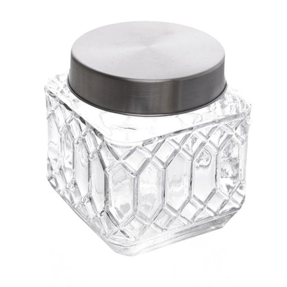 Pote com Tampa de Metal Hexa 500ml Vidro - Lyor