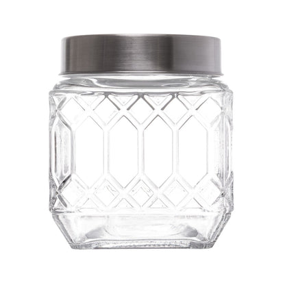 Pote com Tampa de Metal Hexa 500ml Vidro - Lyor