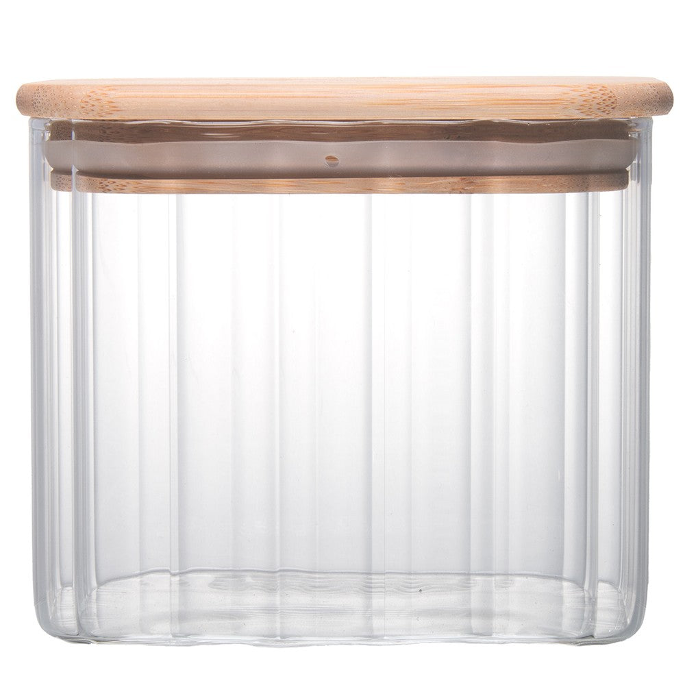 Pote com Tampa de Bambu River 650ml Vidro Borossilicato - Wolff