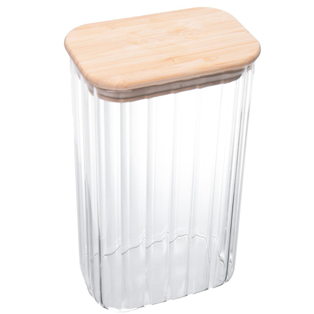 Pote com Tampa de Bambu River 1,5L Vidro Borossilicato - Wolff