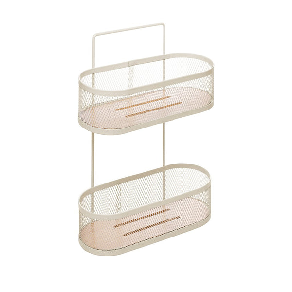 Prateleira Oval com 2 Níveis 26cm x 11cm x 30cm Off White Metal - Wolff