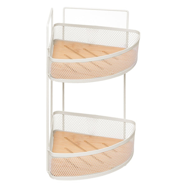 Prateleira de Canto com 2 Níveis 25,5cm x 19cm x 30cm Off White Metal - Wolff