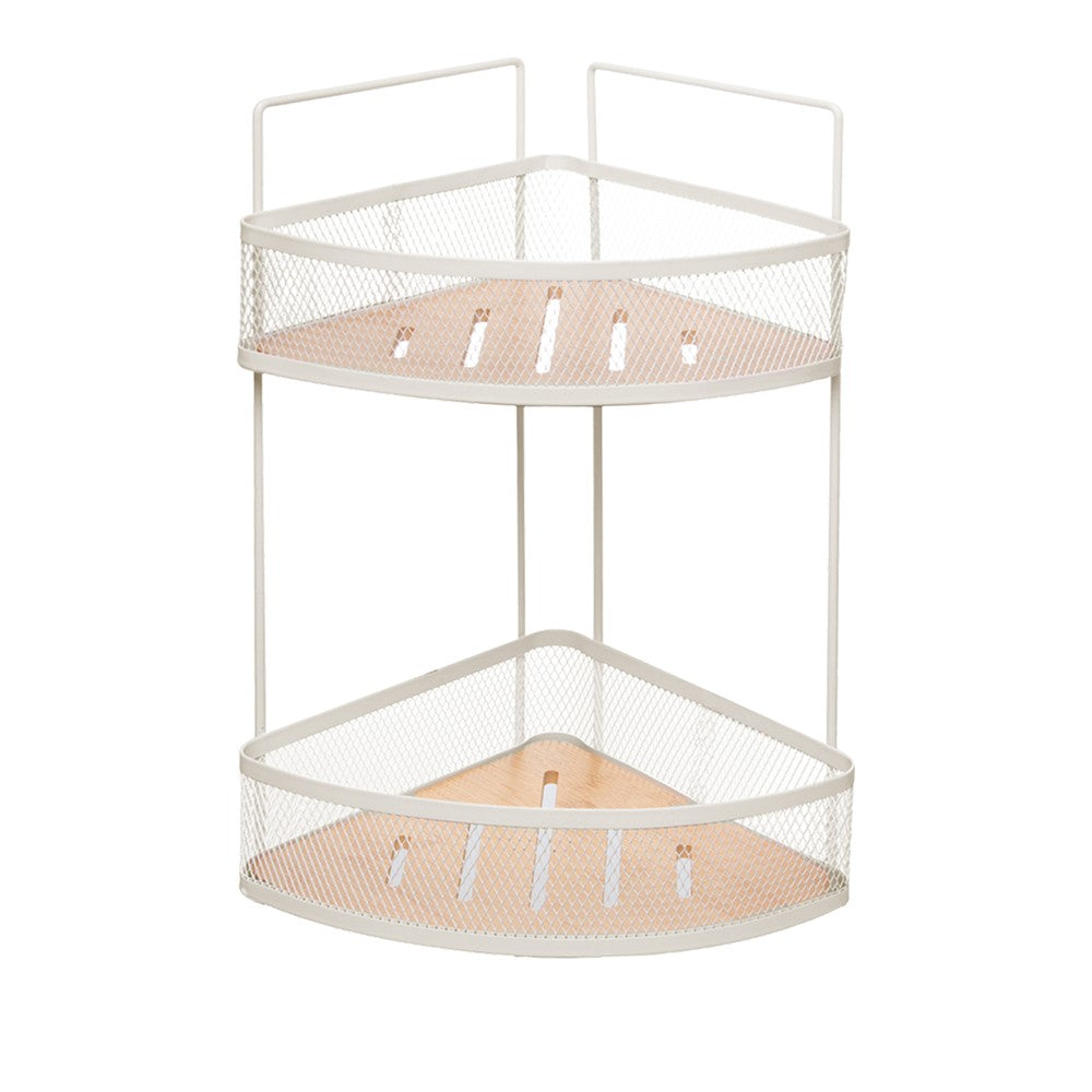 Prateleira de Canto com 2 Níveis 25,5cm x 19cm x 30cm Off White Metal - Wolff