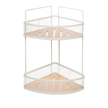 Prateleira de Canto com 2 Níveis 25,5cm x 19cm x 30cm Off White Metal - Wolff