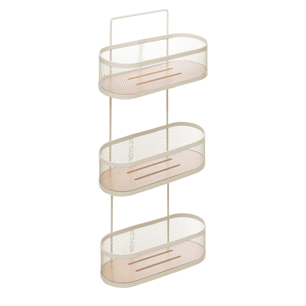 Prateleira Oval com 3 Níveis 26cm x 11cm x 61cm Off White Metal - Wolff