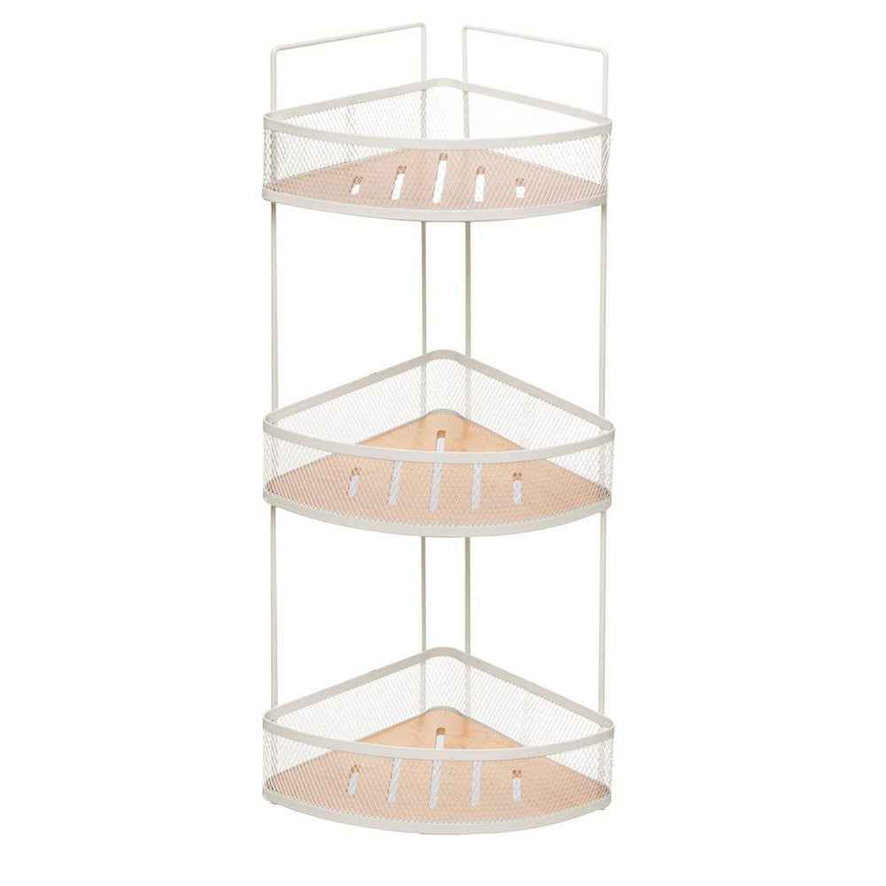 Prateleira de Canto com 3 Níveis 20cm x 20cm x 61cm Off White Metal - Wolff