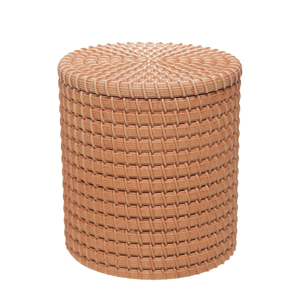 Porta Algodão com Tampa Maui 8cm x 9cm Marrom Poliresina - Wolff