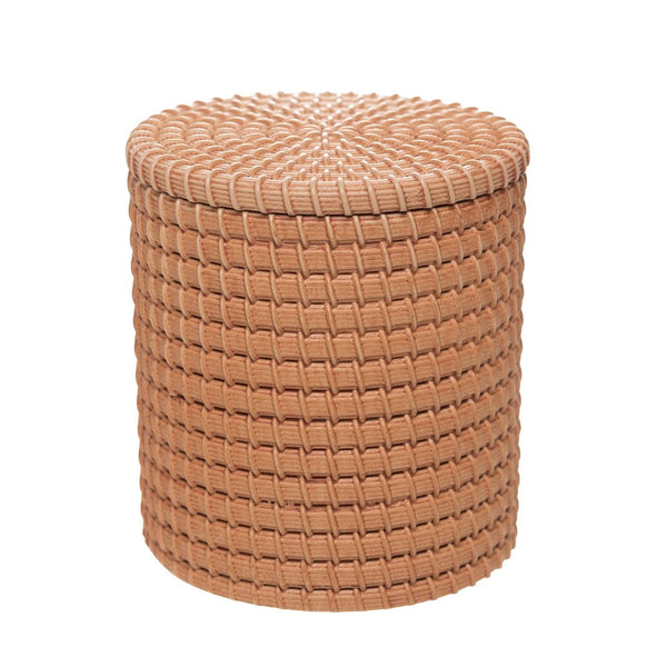 Porta Algodão com Tampa Maui 8cm x 9cm Marrom Poliresina - Wolff