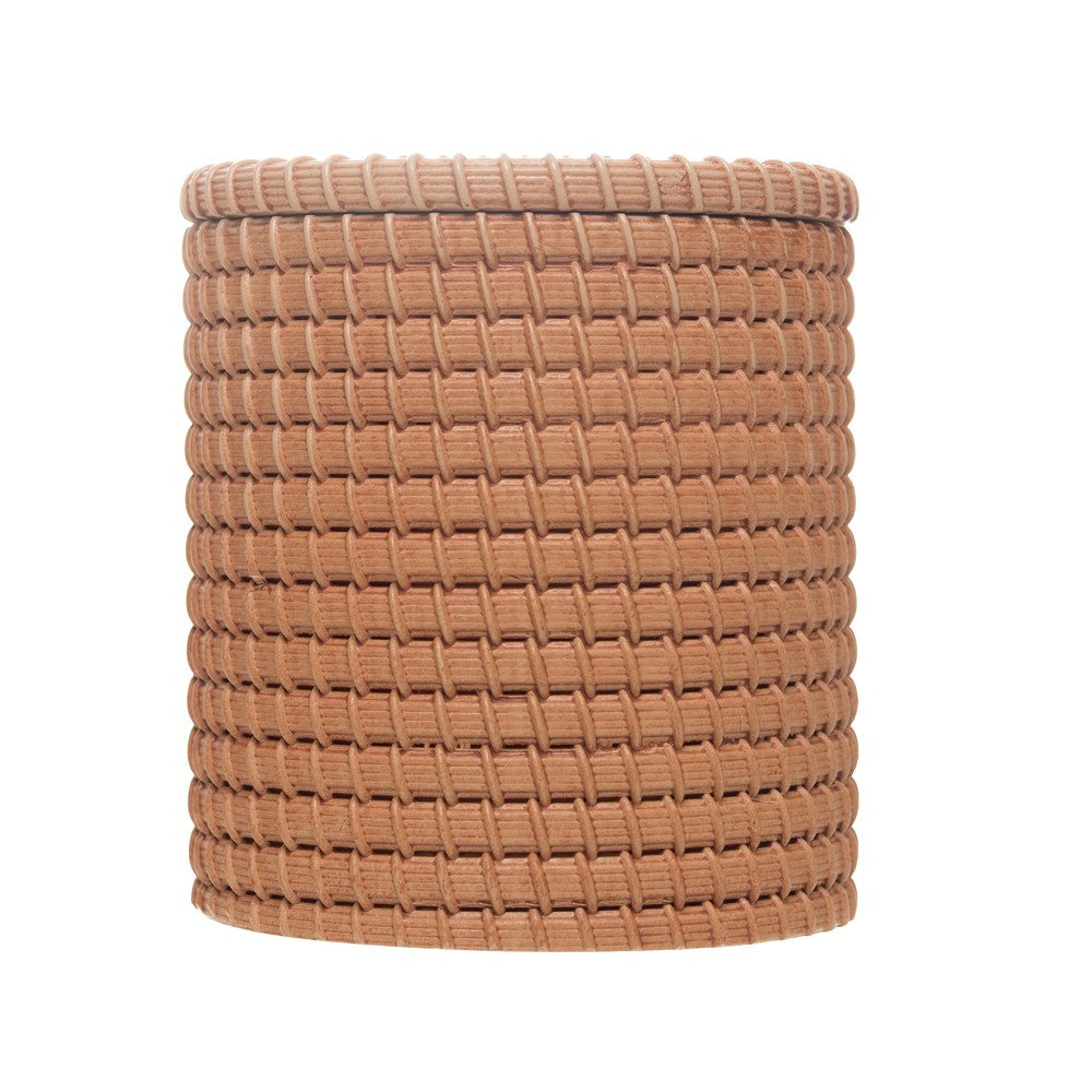 Porta Algodão com Tampa Maui 8cm x 9cm Marrom Poliresina - Wolff