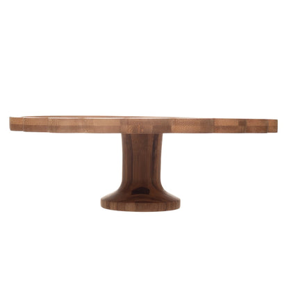 Prato para Bolo com Pé Darker 31cm Marrom Bambu - Wolff
