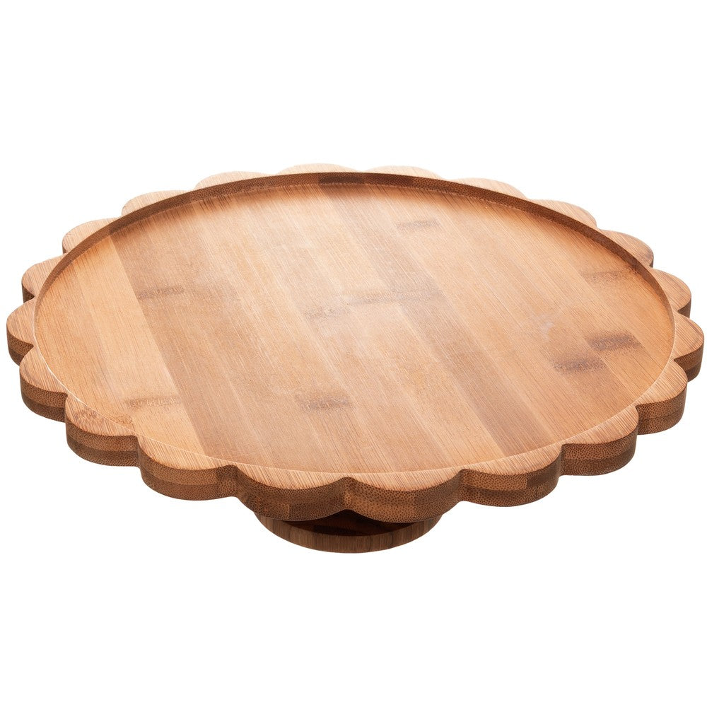 Prato para Bolo com Pé Darker 25cm Marrom Bambu - Wolff