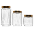 Conjunto 3 Potes com Tampa Dourada Lines 1L/750ml/500ml Vidro - Wolff