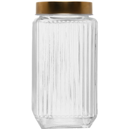 Conjunto 3 Potes com Tampa Dourada Lines 1L/750ml/500ml Vidro - Wolff