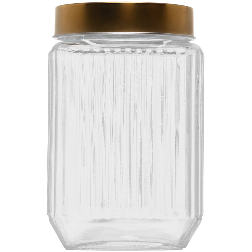 Conjunto 3 Potes com Tampa Dourada Lines 1L/750ml/500ml Vidro - Wolff