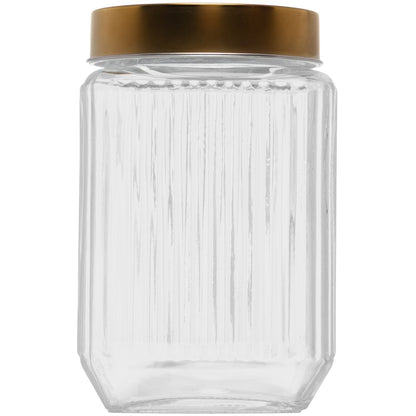 Conjunto 3 Potes com Tampa Dourada Lines 1L/750ml/500ml Vidro - Wolff