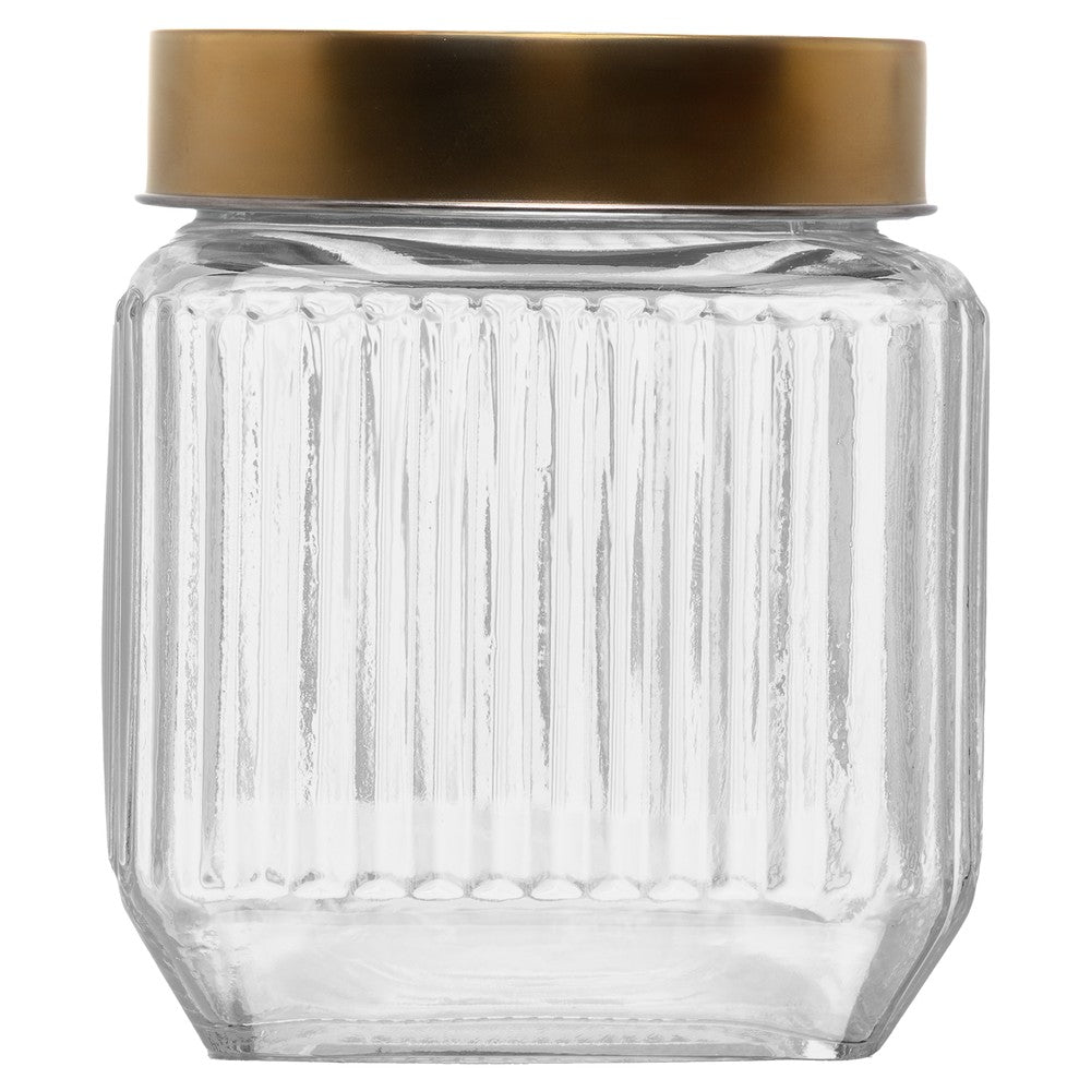 Conjunto 3 Potes com Tampa Dourada Lines 1L/750ml/500ml Vidro - Wolff