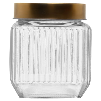 Conjunto 3 Potes com Tampa Dourada Lines 1L/750ml/500ml Vidro - Wolff