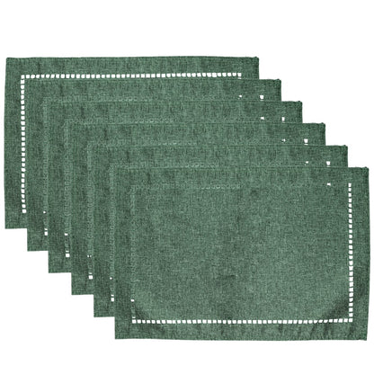 Conjunto 6 Lugares Americanos Lévis 45cm x 30cm Verde Escuro Poliéster AM - Lyor
