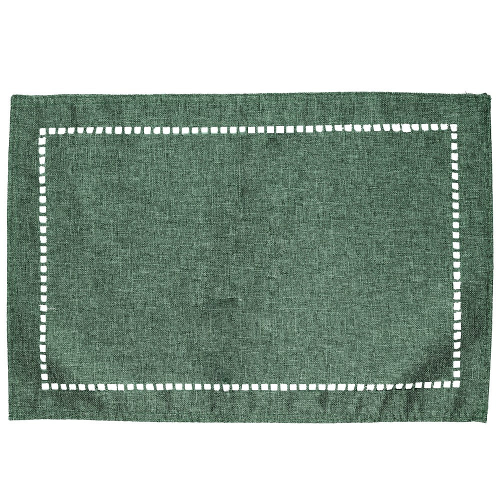 Conjunto 6 Lugares Americanos Lévis 45cm x 30cm Verde Escuro Poliéster AM - Lyor