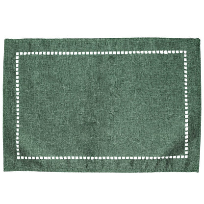 Conjunto 6 Lugares Americanos Lévis 45cm x 30cm Verde Escuro Poliéster AM - Lyor