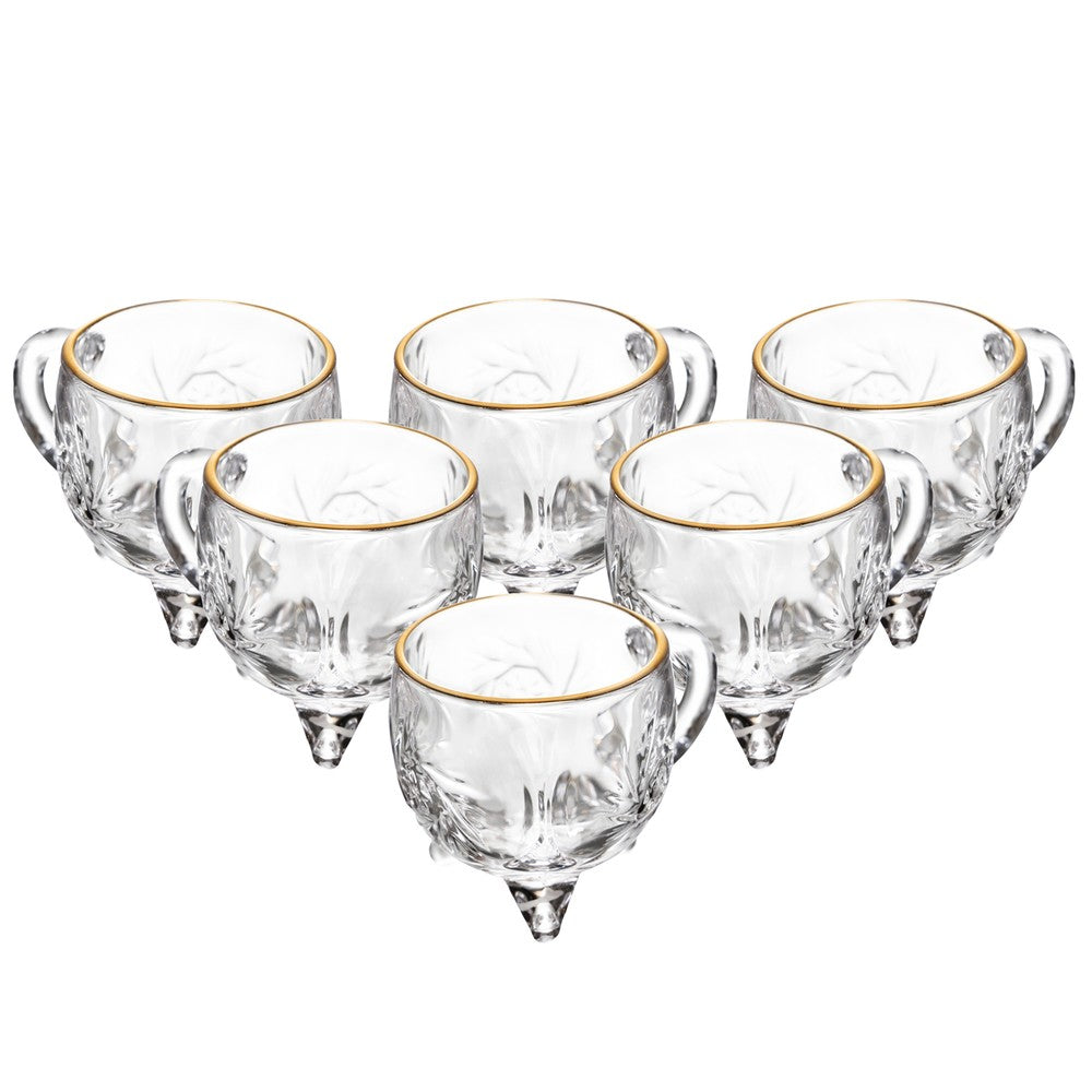 Jogo 6 Xícaras Prima com Fio de Ouro 135ml Cristal - Lyor