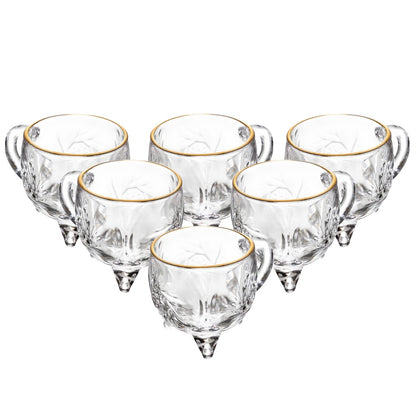 Jogo 6 Xícaras Prima com Fio de Ouro 135ml Cristal - Lyor