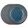 Conjunto 6 Pratos para Sobremesa de Cerâmica Linear Azul 20cm - Lyor
