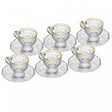 Conjunto 6 Xícaras de Chá com Pires New Butterfly Fio de Ouro 180ml Cristal Ecológico Lyor