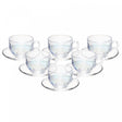 Conjunto 6 Xícaras de Chá com Pires Nice de Vidro 150ml Rainbow - Lyor