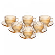 Conjunto 6 Xícaras de Chá com Pires Nice de Vidro 150ml Âmbar Lyor