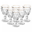 Conjunto 6 Taças De Água Com Fio De Ouro Diamond 330Ml Vidro - Lyor