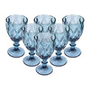 Conjunto 6 Taças De Água De Vidro Diamond Azul 350Ml - Lyor