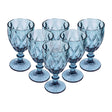 Conjunto 6 Taças De Água De Vidro Diamond Azul 350Ml - Lyor