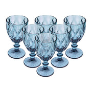 Conjunto 6 Taças De Água De Vidro Diamond Azul 350Ml - Lyor