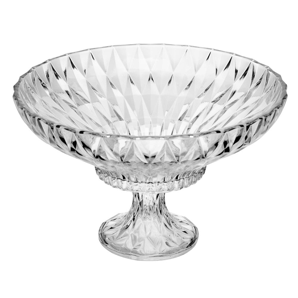 Centro de Mesa de Cristal com Pé Diamond 32cm x 20cm - Lyor